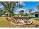 Backyard fire pit surrounded by Adirondack chairs, perfect for relaxing and enjoying outdoor evenings at 27477 Old Trilby Rd, Brooksville, FL 34602
