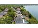 Aerial view showcases houses near a tranquil lake, highlighting the community's serene setting at 6607 Gates Pointe Way, Riverview, FL 33578