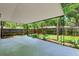 Covered outdoor patio with a view of the green lawn and wooden fence for relaxing and entertaining at 8231 31St N Ter, St Petersburg, FL 33710