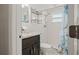 Bright bathroom featuring updated vanity, shower, and fixtures at 8317 Needles Dr, Hudson, FL 34667
