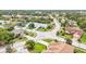 Aerial view of homes in a lush residential community with mature trees, manicured lawns, and sidewalks at 8804 Poe Dr, Hudson, FL 34667