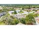 Aerial view of a lush, green neighborhood showcasing well-maintained homes, mature trees and landscaped yards at 8804 Poe Dr, Hudson, FL 34667