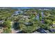 Expansive aerial view of lakeside homes, with mature trees and lush landscaping at 9072 Baywood Park Dr, Seminole, FL 33777