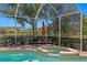 Relaxing screened-in pool and spa with a view of the lush backyard landscaping at 10141 Deercliff Dr, Tampa, FL 33647