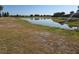Expansive pond view surrounded by grassy areas in a residential neighborhood at 1112 Jasmine Creek Ct, Sun City Center, FL 33573