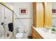 Well-maintained bathroom with glass shower, vanity, and framed artwork, ready for relaxation at 1226 Debuel Rd, Lutz, FL 33549
