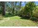 A serene and lush backyard with mature trees and green grass perfect for outdoor enjoyment and relaxation at 1816 Curry Rd, Lutz, FL 33549