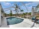 Backyard pool area featuring tropical landscaping and serene outdoor lounging at 221 Lakeway Ln, Apollo Beach, FL 33572