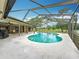 Inviting screened-in pool with spacious patio and tranquil views of the lush green golf course at 3168 Masters Dr, Clearwater, FL 33761