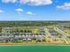 Expansive aerial view features an idyllic neighborhood with charming homes, lush landscaping, and serene ponds at 31779 Asbury Ave, Wesley Chapel, FL 33545