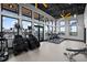 Well-equipped fitness center with treadmills, step machines, and large windows offering views of the pool area at 31779 Asbury Ave, Wesley Chapel, FL 33545