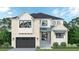 Stunning two-story home featuring light brick, contrasting trim, a gray roof, and an attached garage at 4607 W Lamb Ave, Tampa, FL 33629