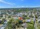 A high-angle aerial image points to the property, which is surrounded by mature trees at 5065 Shore Acres Ne Blvd, St Petersburg, FL 33703