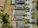 Aerial view showing backyard of house and neighborhood street view at 5907 Sweet Birch Dr, Riverview, FL 33578