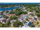 Scenic aerial view of a waterfront community showcasing homes, lush greenery, and water views at 843 37Th Ne Ave, St Petersburg, FL 33704