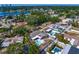 An aerial view of a residential area with backyard pools and waterway access at 843 37Th Ne Ave, St Petersburg, FL 33704