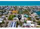 Aerial view of neighborhood, showing the home's proximity to the beach and nearby amenities at 1507 Legion Ln, Indian Rocks Beach, FL 33785