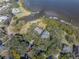 Aerial shot showcasing waterfront home with private dock and serene bay views at 3484 Shore Dr, Safety Harbor, FL 34695