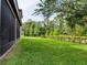 Expansive backyard features manicured lawn and lush green shrubbery at 4024 Woods Rider Loop, Odessa, FL 33556