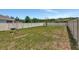 Large, fenced back yard with a small, immature tree and a swing set at 6648 Seaway Dr, Brooksville, FL 34604