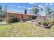 Spacious backyard with a lush lawn, mature trees, and a charming shed at 6938 Coronet Dr, New Port Richey, FL 34655