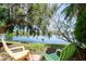 Backyard view with chairs overlooking a serene lake and lush greenery at 782 Village Lake N Ter # 102, St Petersburg, FL 33716