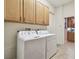 Laundry room with appliances and wooden storage cabinets at 9611 125Th N St, Seminole, FL 33772