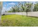 Spacious backyard with a well-maintained lawn, bordered by a privacy fence and mature trees at 13061 Brookside Moss Dr, Riverview, FL 33579