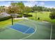 Community basketball court with well-maintained green and blue surface, surrounded by lush landscaping and park area at 20347 Chestnut Grove Dr, Tampa, FL 33647