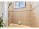 Bathroom tub and shower with tile surround and a window letting in natural light at 20347 Chestnut Grove Dr, Tampa, FL 33647
