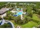 Stunning aerial view of the community pool and amenities, highlighting lush landscaping and inviting recreational spaces at 20347 Chestnut Grove Dr, Tampa, FL 33647
