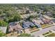Neighborhood aerial view showcases cozy homes with mature trees and lush green lawns at 206 Timberview Dr, Safety Harbor, FL 34695