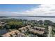 Scenic aerial view showcasing a lakeside neighborhood with well-maintained homes and lush greenery at 2527 Silverback Ct, Palm Harbor, FL 34684
