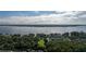 Expansive aerial view of a lakeside community bordered by trees and featuring well-maintained residences at 2527 Silverback Ct, Palm Harbor, FL 34684