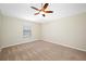 Cozy bedroom featuring neutral tones, carpet, and a ceiling fan at 2527 Silverback Ct, Palm Harbor, FL 34684