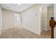 Hallway features neutral walls and carpet flooring, with doors leading to various rooms and an open closet at 2527 Silverback Ct, Palm Harbor, FL 34684