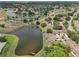 Scenic aerial view of community featuring ponds, lush landscaping and well-maintained homes at 2602 Novack Ct, Sun City Center, FL 33573
