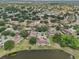 Panoramic aerial showcasing serene community, lush green trees, and waterside homes at 2602 Novack Ct, Sun City Center, FL 33573