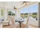 Inviting dining area with large windows offering stunning views of the tranquil lake at 2602 Novack Ct, Sun City Center, FL 33573