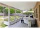 Enclosed back porch featuring a jacuzzi, screen windows, and a view of the backyard at 3176 Duane Ave, Oldsmar, FL 34677