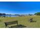 Scenic waterfront view featuring benches and lake access at Zephyr Shores at 35128 Dale Ave, Zephyrhills, FL 33541