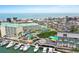 Aerial shot of a waterfront resort featuring a vibrant waterpark and luxurious condo accommodations at 399 C 2Nd St # 313, Indian Rocks Beach, FL 33785