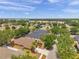 An aerial view of a cozy suburban neighborhood with tree-lined streets on a clear day at 4500 Fieldview Cir, Wesley Chapel, FL 33545