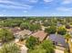 An aerial view of a residential area, featuring well-spaced homes and lush landscaping at 4500 Fieldview Cir, Wesley Chapel, FL 33545