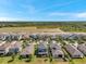 An aerial shot capturing the layout of a quiet, modern neighborhood with green spaces and roadways at 4719 Tramanto Ln, Wesley Chapel, FL 33543