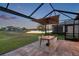 Relaxing covered patio with outdoor dining and beautiful lake views, perfect for outdoor entertaining at 4719 Tramanto Ln, Wesley Chapel, FL 33543