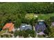 Overhead view highlighting properties featuring pools, golf course, and manicured lawns at 6352 W Maclaurin Dr, Tampa, FL 33647