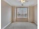 A spacious bedroom with neutral walls, carpet flooring, and a ceiling fan for comfortable living at 6414 Sunset Bay Cir, Apollo Beach, FL 33572