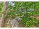 Private dock surrounded by lush greenery and serene water views, with mature trees at 10119 Cliff Cir, Tampa, FL 33612