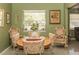 Charming dining room with vintage-style chairs surrounding a round table at 12213 Floral Ln, Thonotosassa, FL 33592